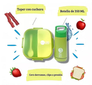 Set Lunch Box Hermético 3 Compartimentos Vaso Cuchara