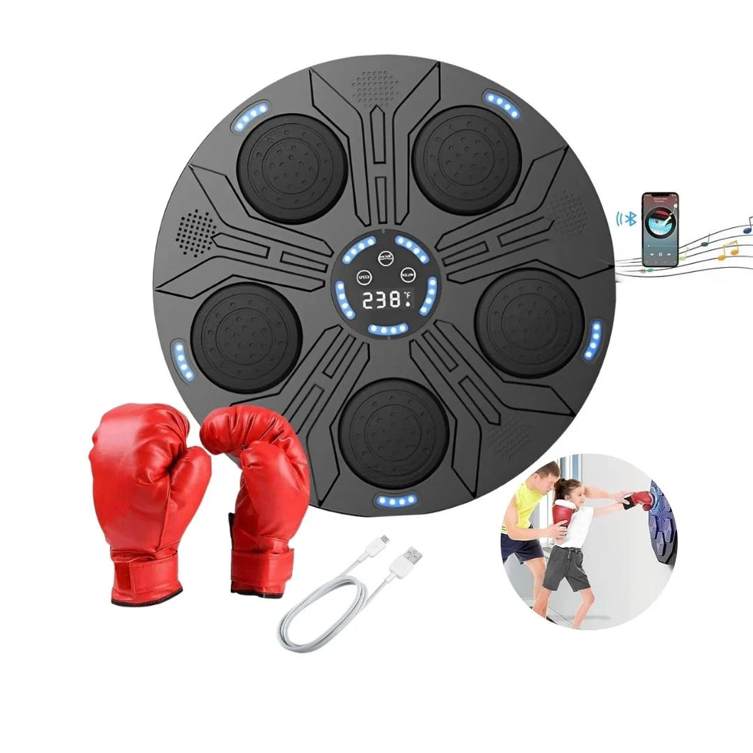 MÁQUINA DE BOXEO INTELIGENTE MUSICAL CON GUANTES ROJOS